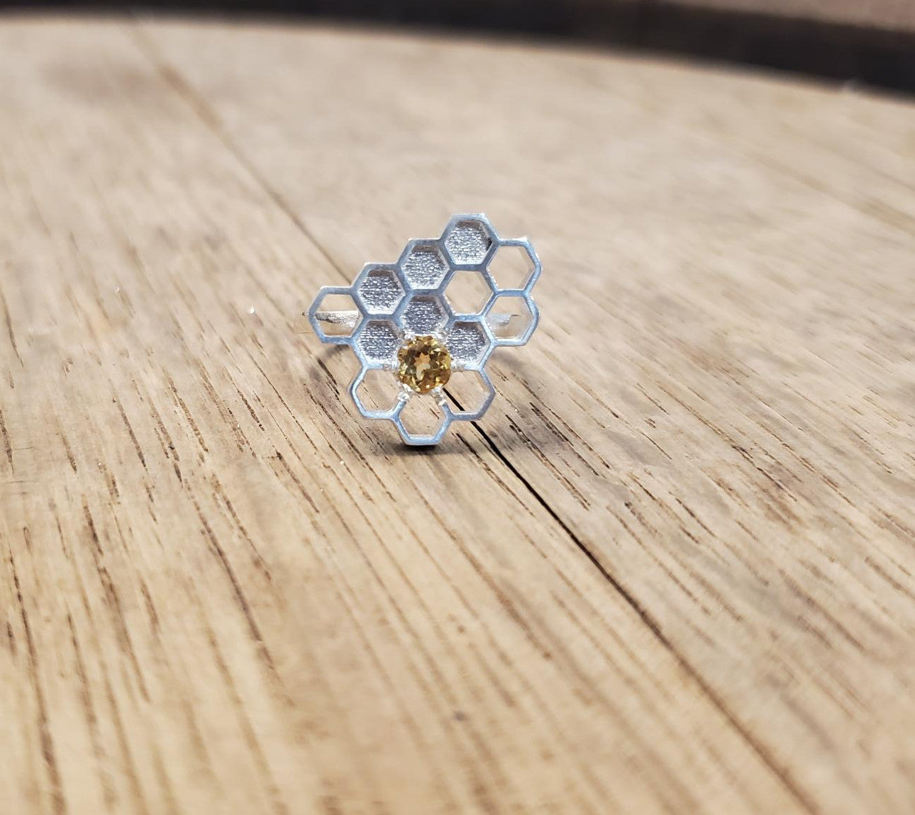 Honeycomb citrine ring