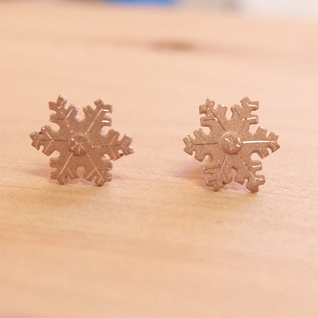 Snowflake Stud Earrings Rose Gold