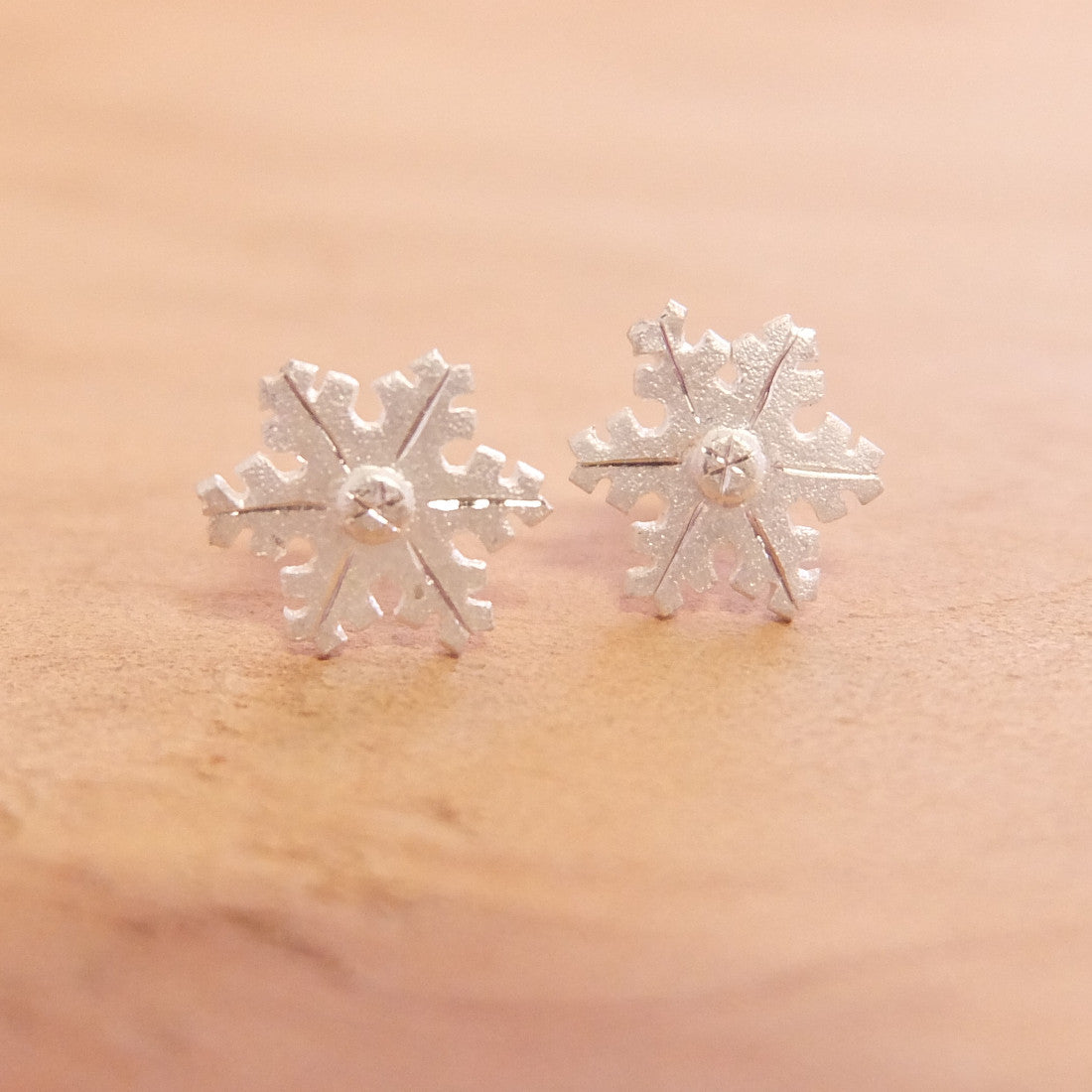 Snowflake Stud Earrings Silver