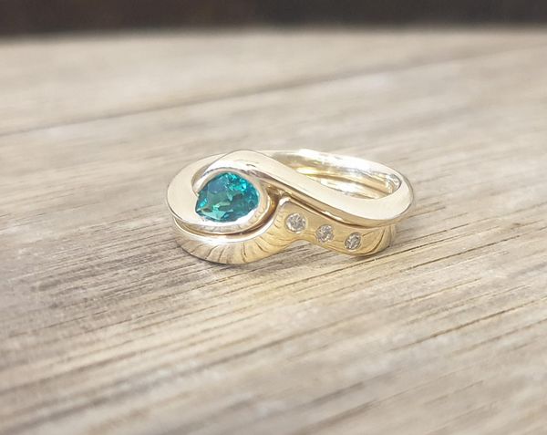 Wave ring with blue on sale stone