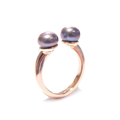 blue pearl open ring design